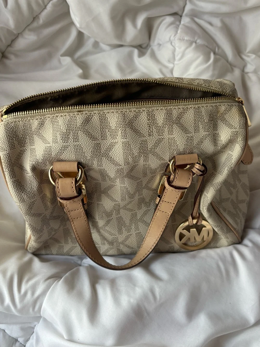 Michael Kors Beige/Tan Signature MK Satchel